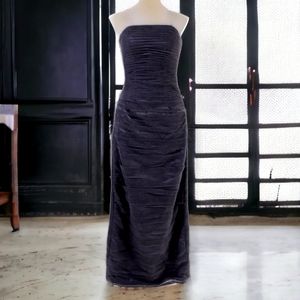Strapless Full Length Pleated Tulle Gown